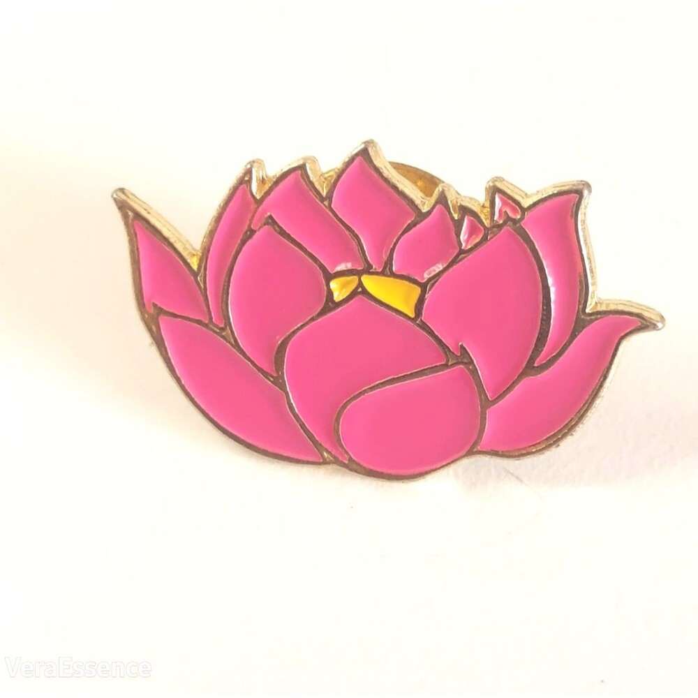 Lotus Flower Pink Hard Enamel Lapel Pin by Pinmart